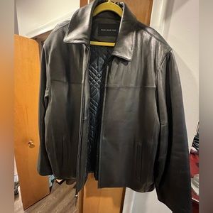 Marc New York Black Leather Jacket With Quilted Lining XL